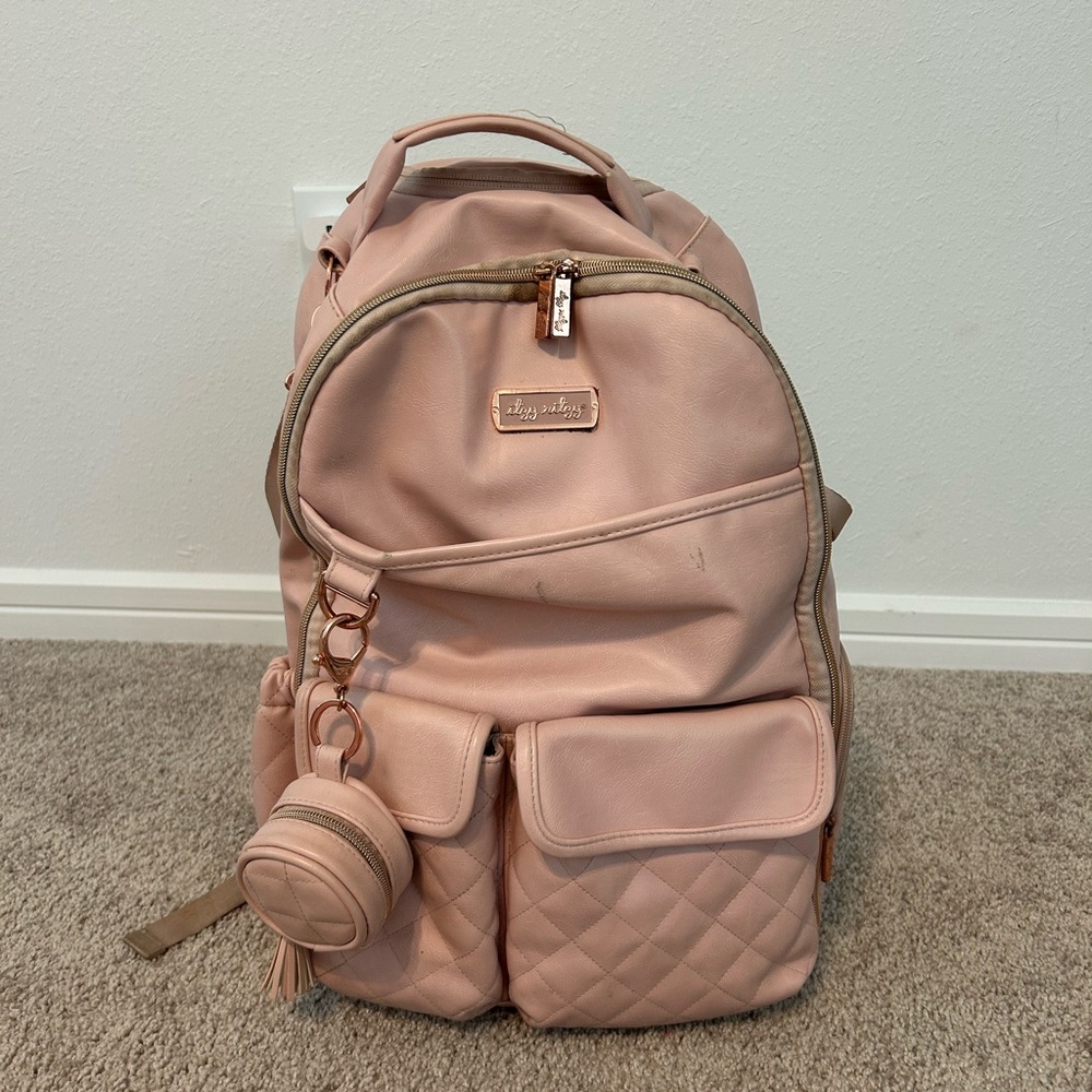Itzy Ritzy Blush Pink Diaper Backpack and paci case